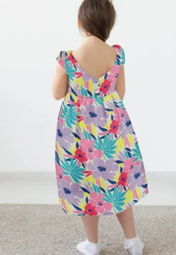 Digital Printed Modal Satin Dress in Multicolor