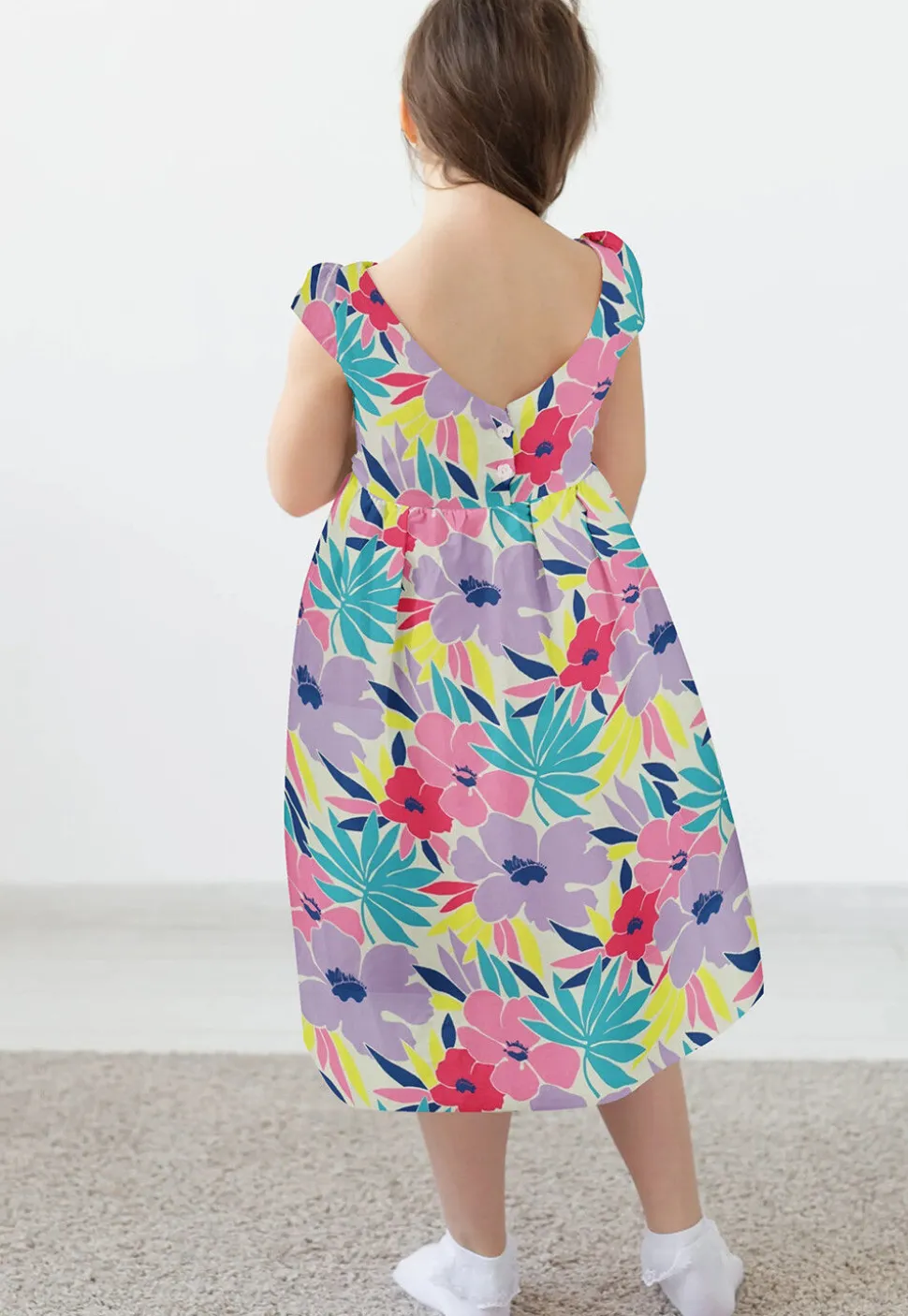 Digital Printed Modal Satin Dress in Multicolor