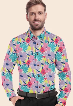 Digital Printed Modal Satin Shirt in Multicolor