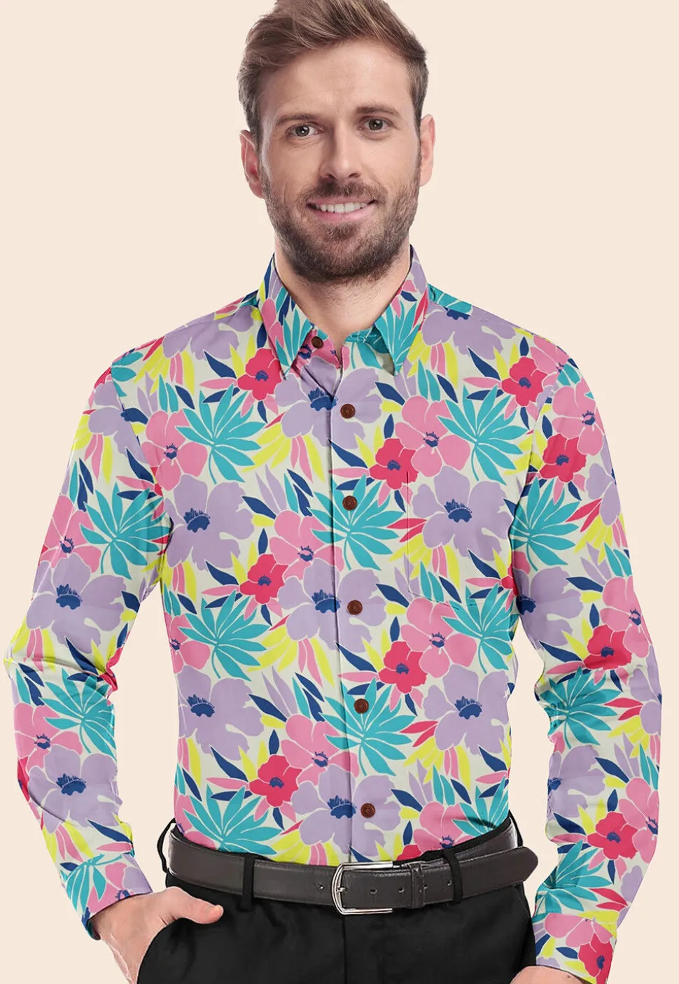 Digital Printed Modal Satin Shirt in Multicolor