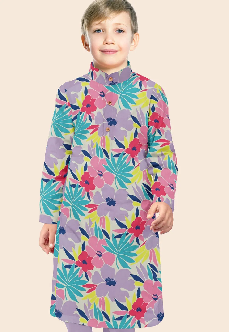 Digital Printed Modal Satin Kurta in Multicolor