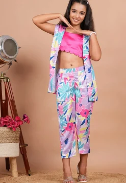 Digital Printed Modal Satin Co-Ord Set in Multicolor