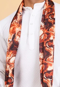 Digital Printed Modal Satin Men Dupatta in Brown