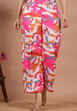 Digital Printed Modal Satin Palazzo in Multicolor