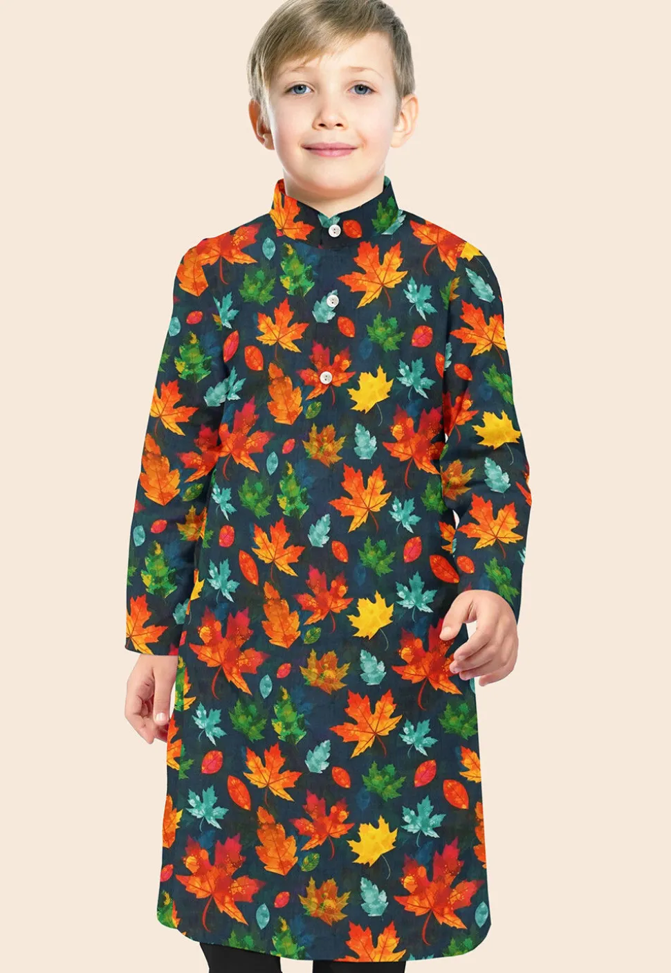 Digital Printed Modal Satin Kurta in Navy Blue