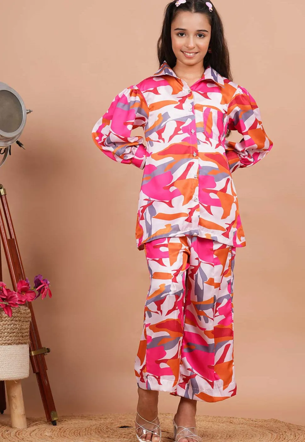 Digital Printed Modal Satin Co-Ord Set in Multicolor
