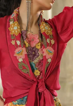 Digital Printed Modal Satin Top Set in Multicolor