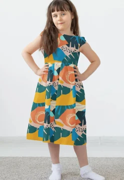 Digital Printed Modal Satin Dress in Multicolor