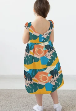 Digital Printed Modal Satin Dress in Multicolor