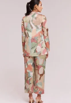 Digital Printed Modal Silk Co Ord Set in Light Green and Multicolor