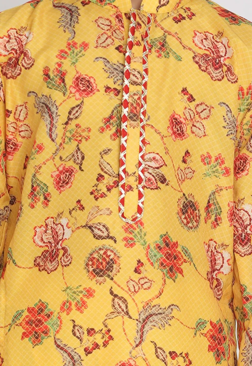 Digital Printed Muslin Cotton Kurta Set in Yellow