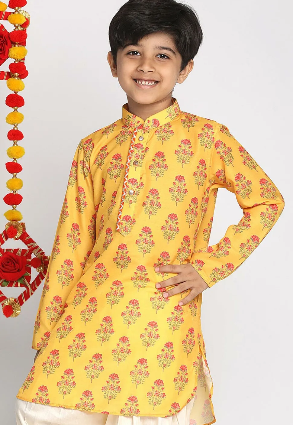 Digital Printed Muslin Cotton Kurta in Mustard