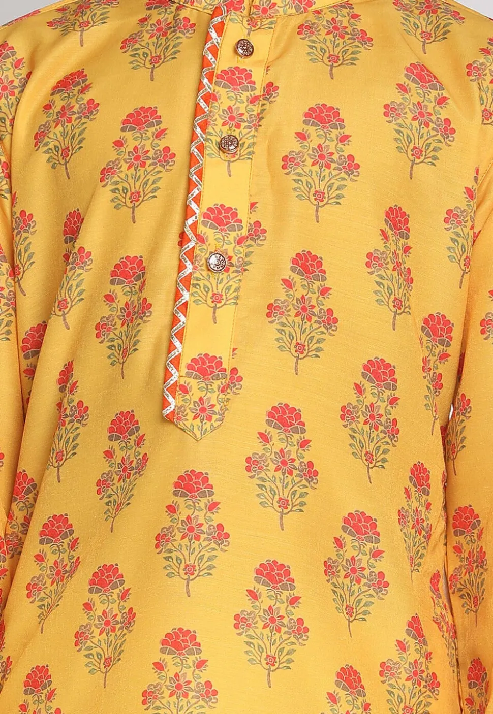 Digital Printed Muslin Cotton Kurta in Mustard