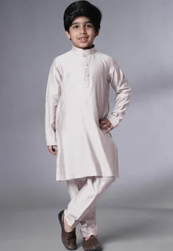 Digital Printed Muslin Silk Kurta Set in White