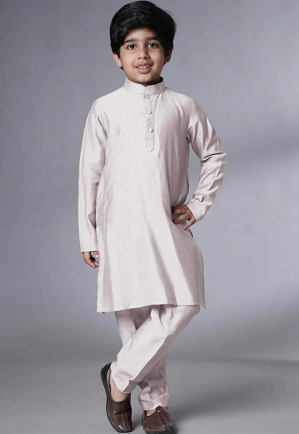 Digital Printed Muslin Silk Kurta Set in White