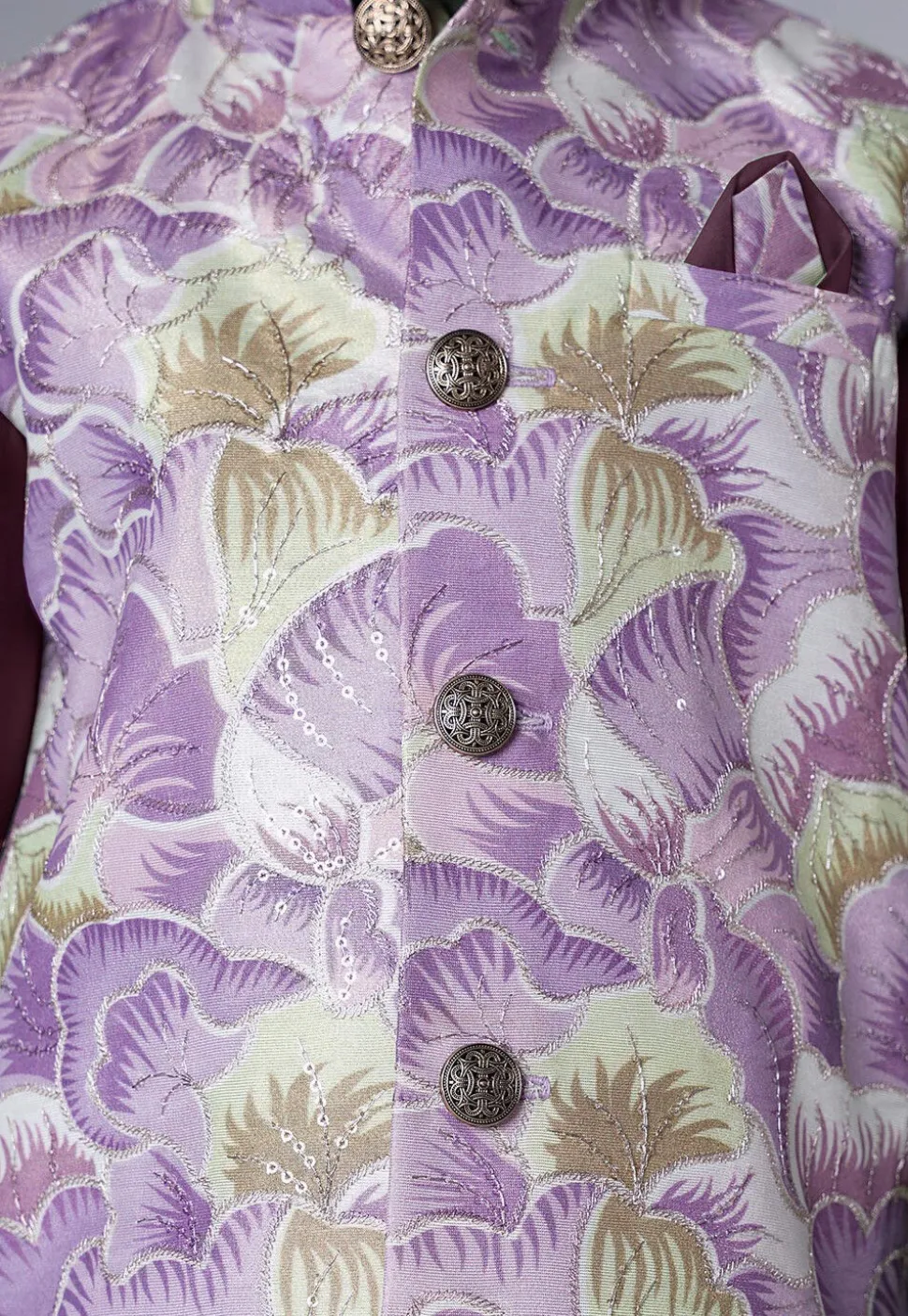 Digital Printed Muslin Silk Kurta Set in Wine