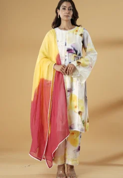 Digital Printed Muslin Silk Pakistani Suit in Multicolor