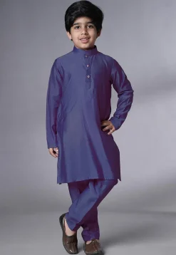 Digital Printed Muslin Silk Kurta Set in Blue