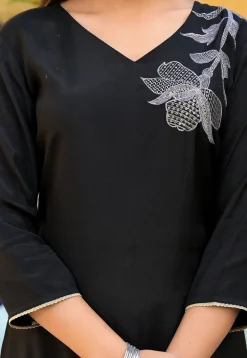 Digital Printed Muslin Silk Pakistani Suit in Black