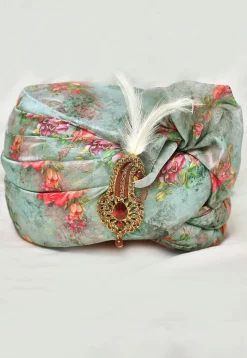 Digital Printed Organza Turban in Light Green