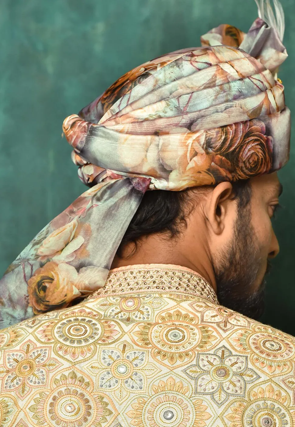 Digital Printed Organza Turban in Multicolor