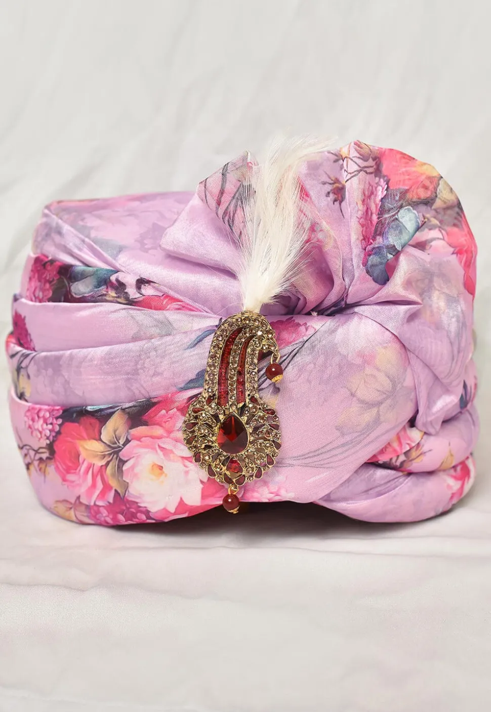 Digital Printed Organza Turban in Light Purple