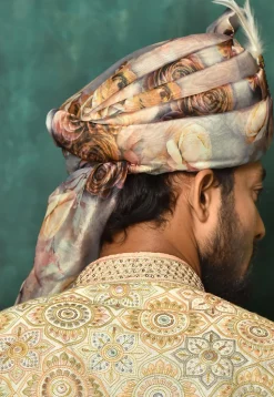 Digital Printed Organza Turban in Multicolor