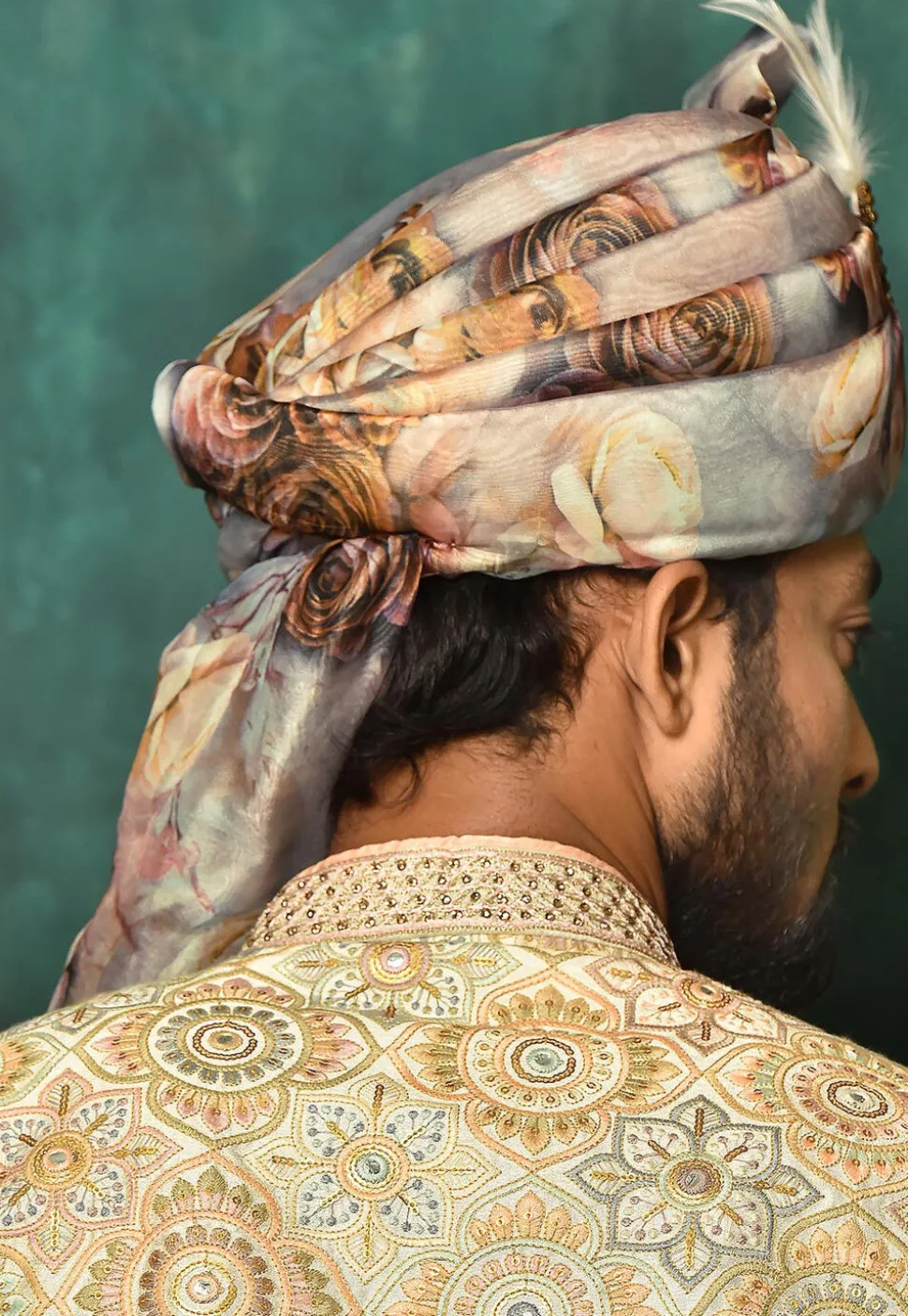Digital Printed Organza Turban in Multicolor