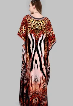 Digital Printed Polyester Kaftan in Multicolor