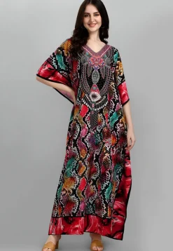 Digital Printed Polyester Kaftan in Multicolor