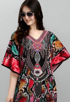 Digital Printed Polyester Kaftan in Multicolor