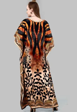 Digital Printed Polyester Kaftan in Multicolor