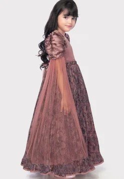 Digital Printed Polyester Gown in Old Rose