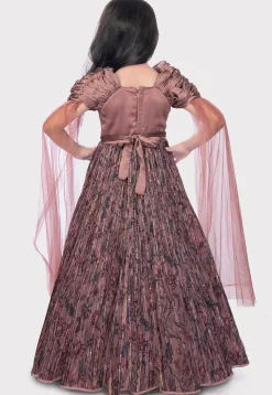 Digital Printed Polyester Gown in Old Rose