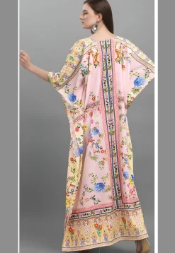 Digital Printed Polyester Kaftan in Pink