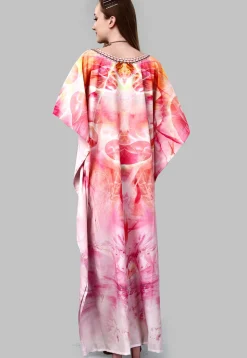 Digital Printed Polyester Kaftan in Multicolor