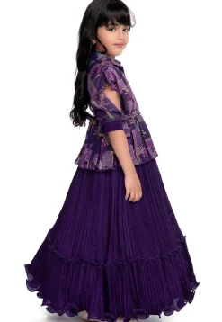 Digital Printed Polyester Gown in Purple