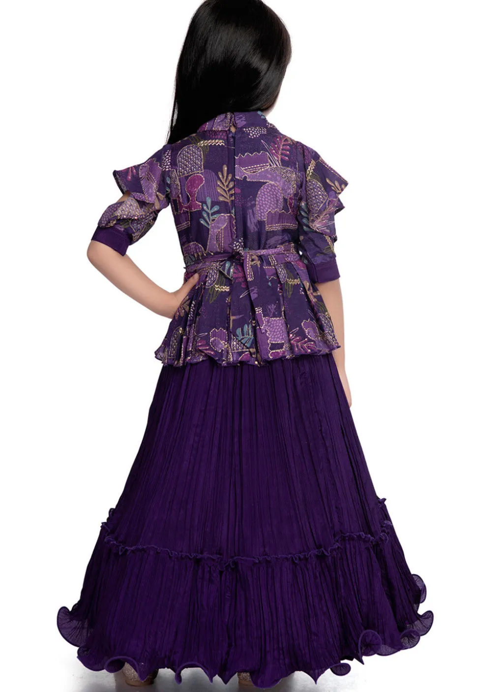 Digital Printed Polyester Gown in Purple
