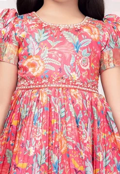 Digital Printed Polyester Gown in Pink