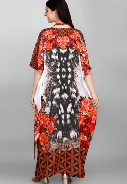 Digital Printed Polyester Kaftan in Multicolor