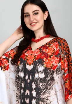 Digital Printed Polyester Kaftan in Multicolor