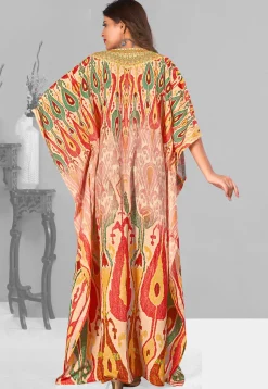 Digital Printed Polyester Kaftan in Multicolor