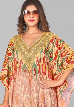 Digital Printed Polyester Kaftan in Multicolor