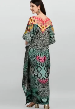 Digital Printed Polyester Kaftan in Multicolor