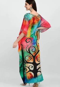 Digital Printed Polyester Kaftan in Multicolor