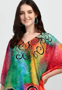 Digital Printed Polyester Kaftan in Multicolor