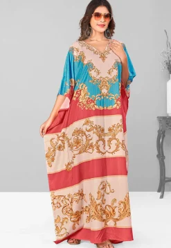 Digital Printed Polyester Kaftan in Multicolor