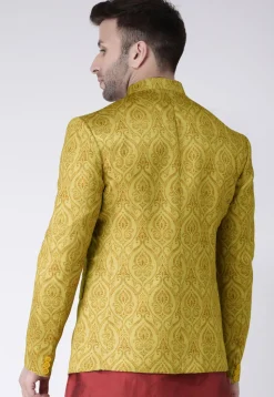 Digital Printed Polyester Jodhpuri Jacket in Beige