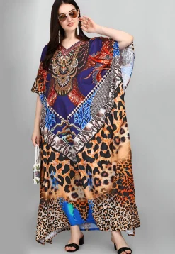 Digital Printed Polyester Kaftan in Multicolor
