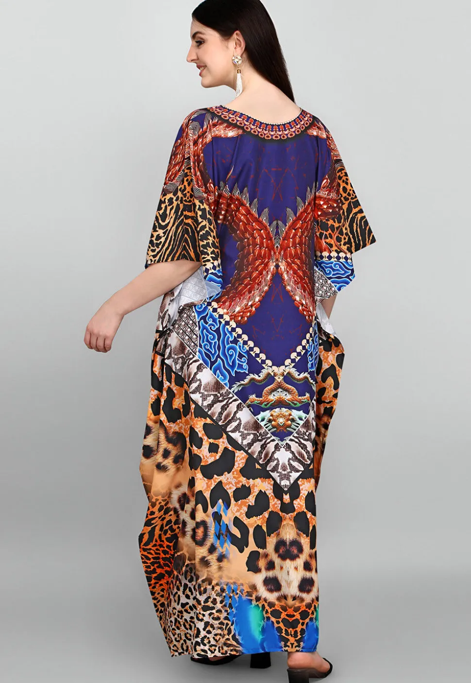 Digital Printed Polyester Kaftan in Multicolor